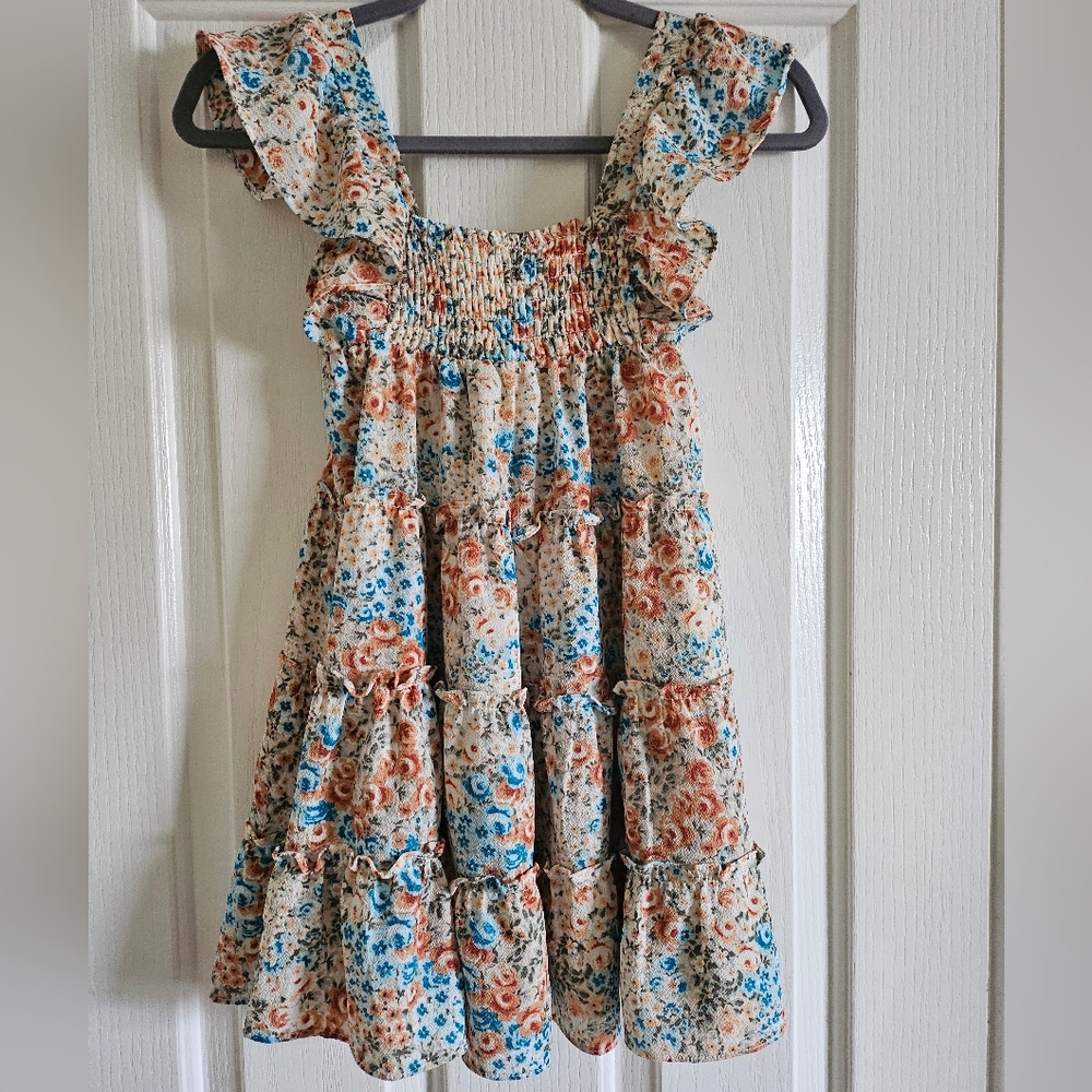 Speechless Floral Kids Dress with Blue and Orange NwT Sz.7